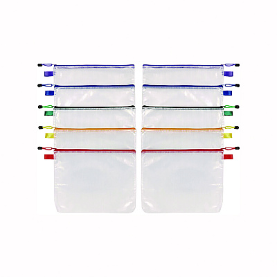 Oxford Poly Travel Pouch Set, 13.19" x 10.44", Assorted Colors, 10/Pack (PFX77707)