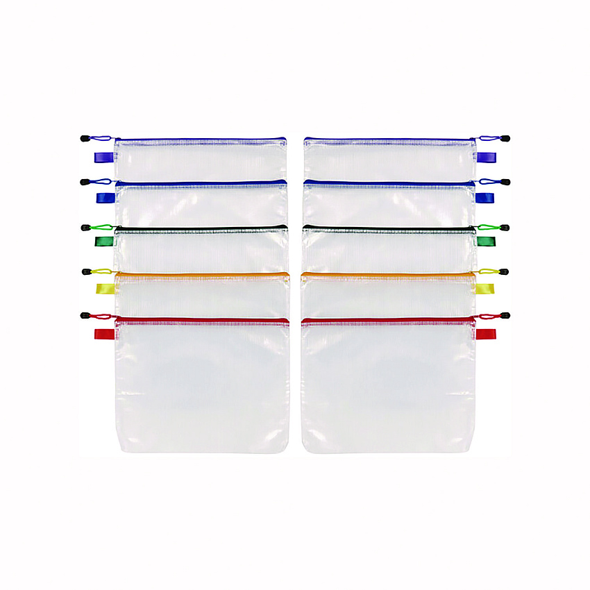 Oxford Poly Travel Pouch Set, 13.19" x 10.44", Assorted Colors, 10/Pack (PFX77707)