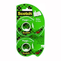 Scotch Magic Tape in Handheld Dispenser, 1" Core, 0.75" x 50 ft, Clear, 2/Pack (MMM70005148088)