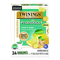 TWININGS Probiotics+ Herbal Lemon & Ginger Tea, 24/Box (TWGTNA23050)