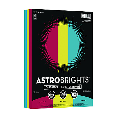 Astrobrights Color Cardstock -"Primary" Assortment, 65 lb Cover Weight, 8.5 x 11, Assorted Primary Colors, 150/Pack (WAU91048)