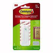 Command Sawtooth Picture Hanger, One Hanger, Two Strips, White, Supports 4 lbs (MMM70005151330)