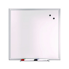 TRU RED Magnetic Steel Dry Erase Board, 24" x 24", White Surface, Gray/Natural Aluminum Frame (TUDTR61179)