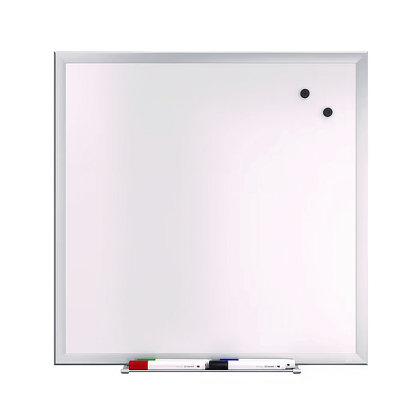 TRU RED Magnetic Steel Dry Erase Board, 24" x 24", White Surface, Gray/Natural Aluminum Frame (TUDTR61179)