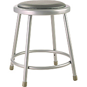 NPS 6400 Series Fixed Height Heavy Duty Vinyl Padded Steel Stool, Backless, Supports 500 lb, 18" Seat Height, Gray Seat/Base (NPS6418)