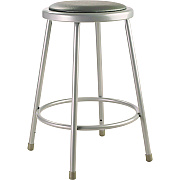 NPS 6400 Series Fixed Height Heavy Duty Vinyl Padded Steel Stool, Backless, Supports 500 lb, 24" Seat Height, Gray Seat/Base (NPS6424)
