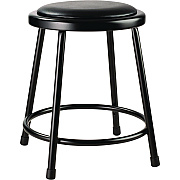 NPS 6400 Series Fixed Height Heavy Duty Vinyl Padded Steel Stool, Backless, Supports 500 lb, 18" Seat Height, Black Seat/Base (NPS641810)