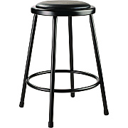 NPS 6400 Series Fixed Height Heavy Duty Vinyl Padded Steel Stool, Backless, Supports 500 lb, 24" Seat Height, Black Seat/Base (NPS642410)