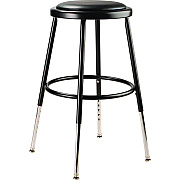 NPS 6400 Series Height Adjustable HD Vinyl Padded Steel Stool, Backless, Supports 500 lb, 18.5"-26.5" Seat Height,Black Seat/Base (NPS6418H10)