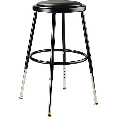 NPS 6400 Series Height Adjustable HD Vinyl Padded Steel Stool, Backless, Supports 500 lb, 18.5"-26.5" Seat Height,Black Seat/Base (NPS6418H10)