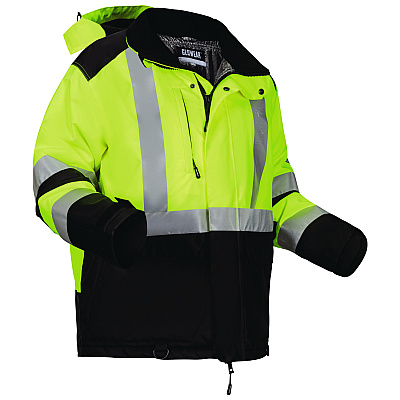 ergodyne GloWear Class 3 Hi-Vis Winter Jacket with AmpliFIRE Heat Reflective Lining, 5X-Large, Lime (25729)