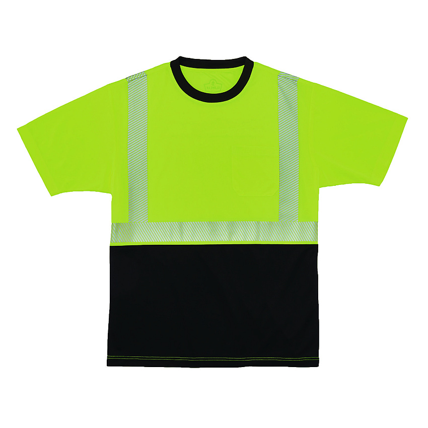 ergodyne GloWear 8280BK Class 2 Performance T-Shirt with Black Bottom, 3X-Large Long, Lime (22567)