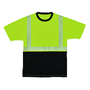 ergodyne GloWear 8280BK Class 2 Performance T-Shirt with Black Bottom, 5X-Large Long, Lime (22569)