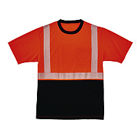 ergodyne GloWear 8280BK Class 2 Performance T-Shirt with Black Bottom, 8X-Large Long, Orange (22622)