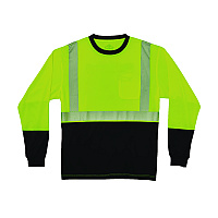 ergodyne GloWear 8281BK Class 2 Long Sleeve Shirt with Black Bottom, 3X-Large Long, Lime (22657)