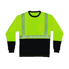 ergodyne GloWear 8281BK Class 2 Long Sleeve Shirt with Black Bottom, 7X-Large Long, Lime (22661)