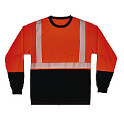 ergodyne GloWear 8281BK Class 2 Long Sleeve Shirt with Black Bottom, 4X-Large Long, Orange (22918)