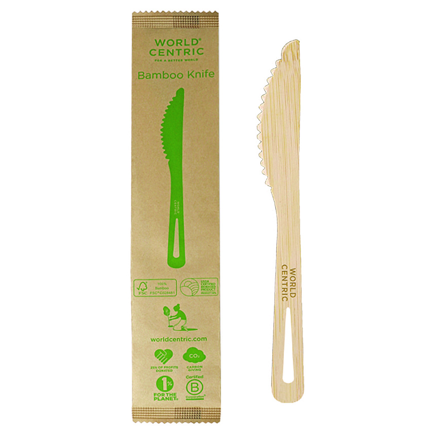 World Centric Bamboo Cutlery, Knife, Paper, Natural, 750/Carton (KNBBI)