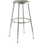 NPS 6400 Series Height Adjustable Heavy Duty Vinyl Padded Steel Stool, Supports 500 lbs, 25" to 33" Seat Height, Gray Seat/Base (NPS6424H)