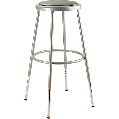 NPS 6400 Series Height Adjustable Heavy Duty Vinyl Padded Steel Stool, Supports 500 lbs, 25" to 33" Seat Height, Gray Seat/Base (NPS6424H)