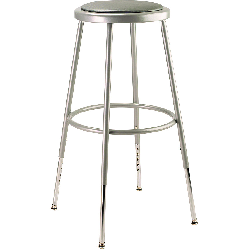 NPS 6400 Series Height Adjustable Heavy Duty Vinyl Padded Steel Stool, Supports 500 lbs, 25" to 33" Seat Height, Gray Seat/Base (NPS6424H)