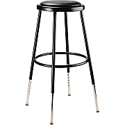 NPS 6400 Series Height Adjustable Heavy Duty Vinyl Padded Steel Stool, Supports 500 lbs, 25" to 33" Seat Height, Black Seat/Base (NPS6424H10)