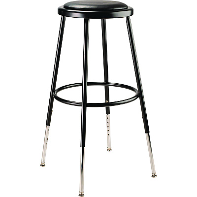NPS 6400 Series Height Adjustable Heavy Duty Vinyl Padded Steel Stool, Supports 500 lbs, 25" to 33" Seat Height, Black Seat/Base (NPS6424H10)