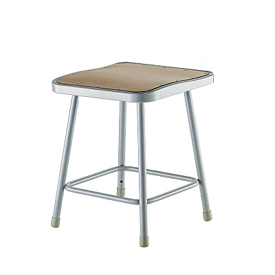 NPS 6300 Series Heavy Duty Square Seat Steel Stool, Backless, Supports Up to 500 lb, 17.5" Seat Height, Brown Seat, Gray Base (NPS6318)