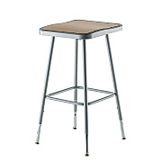 NPS 6300 Series Height Adjust Heavy Duty Square Seat Steel Stool, Backless, 500lb, 23.75" to 31.75" Height, Brown Seat, Gray Base (NPS6324H)
