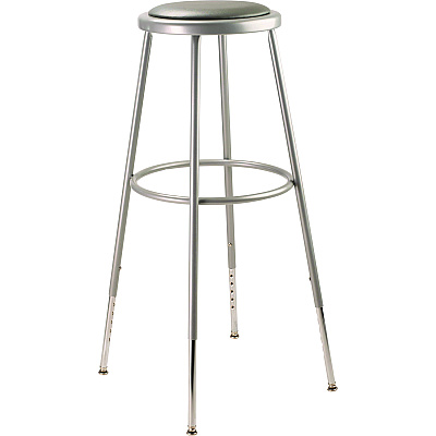 NPS 6400 Series Height Adjust Heavy Duty Vinyl Padded Steel Stool, Backless, Support 500lb, 30.5" to 38.5" Height, Gray Seat/Base (6430H)