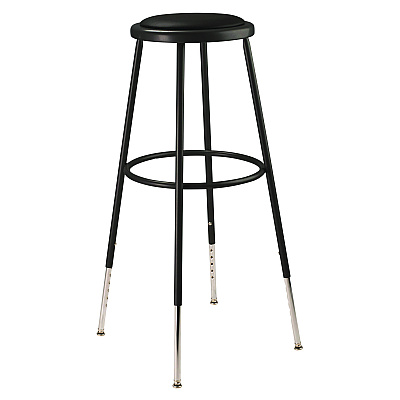 NPS 6400 Series Height Adjustable HD Vinyl Padded Steel Stool, Supports 500 lbs, 30.5" to 38.5" Seat Height, Black Seat/Base (NPS6430H10)