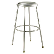 NPS 6400 Series Fixed Height Heavy Duty Vinyl Padded Steel Stool, Backless, Supports 500 lb, 30" Seat Height, Gray Seat/Base (6430)