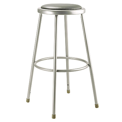 NPS 6400 Series Fixed Height Heavy Duty Vinyl Padded Steel Stool, Backless, Supports 500 lb, 30" Seat Height, Gray Seat/Base (6430)