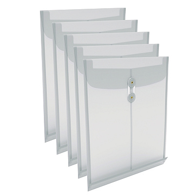 TRU RED Poly String and Button Storage Envelope, Letter Size, Clear, 5/Pack (TUD599608)
