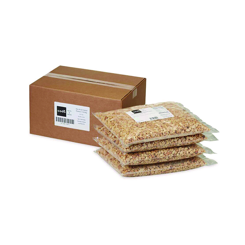 Mountain Manufacturing Dry Roasted and Salted Peanuts, Unshelled, 80 oz Bag, 4/Carton (CDA79290)