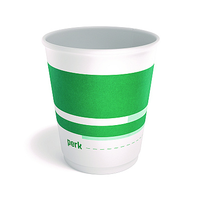 Perk Insulated Paper Cup, 10 oz, White/Teal, 40/Pack (PRK59482)