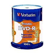 Verbatim DVD-R LifeSeries Inkjet Printable Disc, 4.7 GB, 16x, Spindle, White, 100/Pack (VER98491)