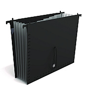 TRU RED Moisture-Resistant Hanging Pocket File, 7 Sections, 1/5-Cut Tabs, Letter Size, Black (TUD653700)
