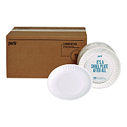 Perk Economy Paper Plates, 6" dia, White, 250/Pack, 4 Packs/Carton (PRK519418)