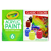 Crayola Acrylic Paint Set, Six Assorted Classic Colors, 2 oz Bottles, 6/Box (CYO1388272)