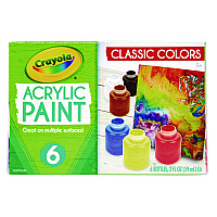 Crayola Acrylic Paint Set, Six Assorted Classic Colors, 2 oz Bottles, 6/Box (CYO1388272)