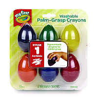 Crayola My First Washable Palm Grasp Crayons, Assorted Colors, 6/Pack (CYO2753071)