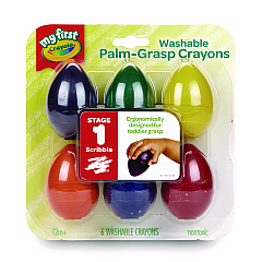 Crayola My First Washable Palm Grasp Crayons, Assorted Colors, 6/Pack (CYO2753071)