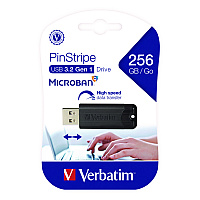 Verbatim PinStripe USB 3.2 Flash Drive, 256 GB, Black (VER49320)