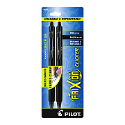 Pilot FriXion Ball Clicker Erasable Gel Pen, Retractable, Fine 0.7 mm, Black Ink and Barrel, 2/Pack (PIL31460)