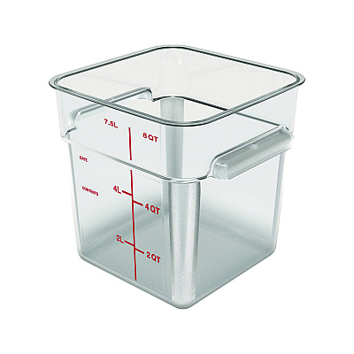 Carlisle Squares Polycarbonate Food Storage Container, 8 qt, 8.75 x 8.75 x 9, Clear, Plastic (CFS1195307)
