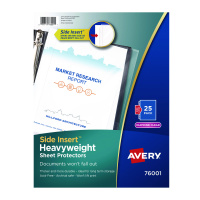 Avery Heavyweight Side-Load Diamond Clear Sheet Protector, 3-Hole Punched, Side Load, 25/Pack (AVE431492)