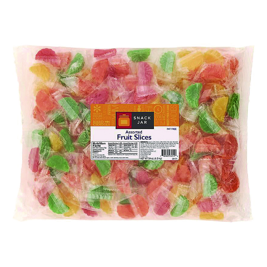 Vistar Assorted Fruit Slices, Individually Wrapped, 3.4 lb Bag, 125 Pieces/Bag (SJRMYS23911)