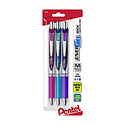 Pentel EnerGel RTX Gel Pen, Retractable, Medium 0.7 mm, Assorted Pastel Ink and Barrel Colors, 3/Pack (PENBL77BP3M1)