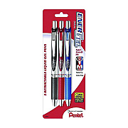 Pentel EnerGel RTX Deluxe Gel Pen, Retractable, Medium 0.7 mm, Assorted Ink and Barrel Colors, 3/Pack (PENBL77BP3M)